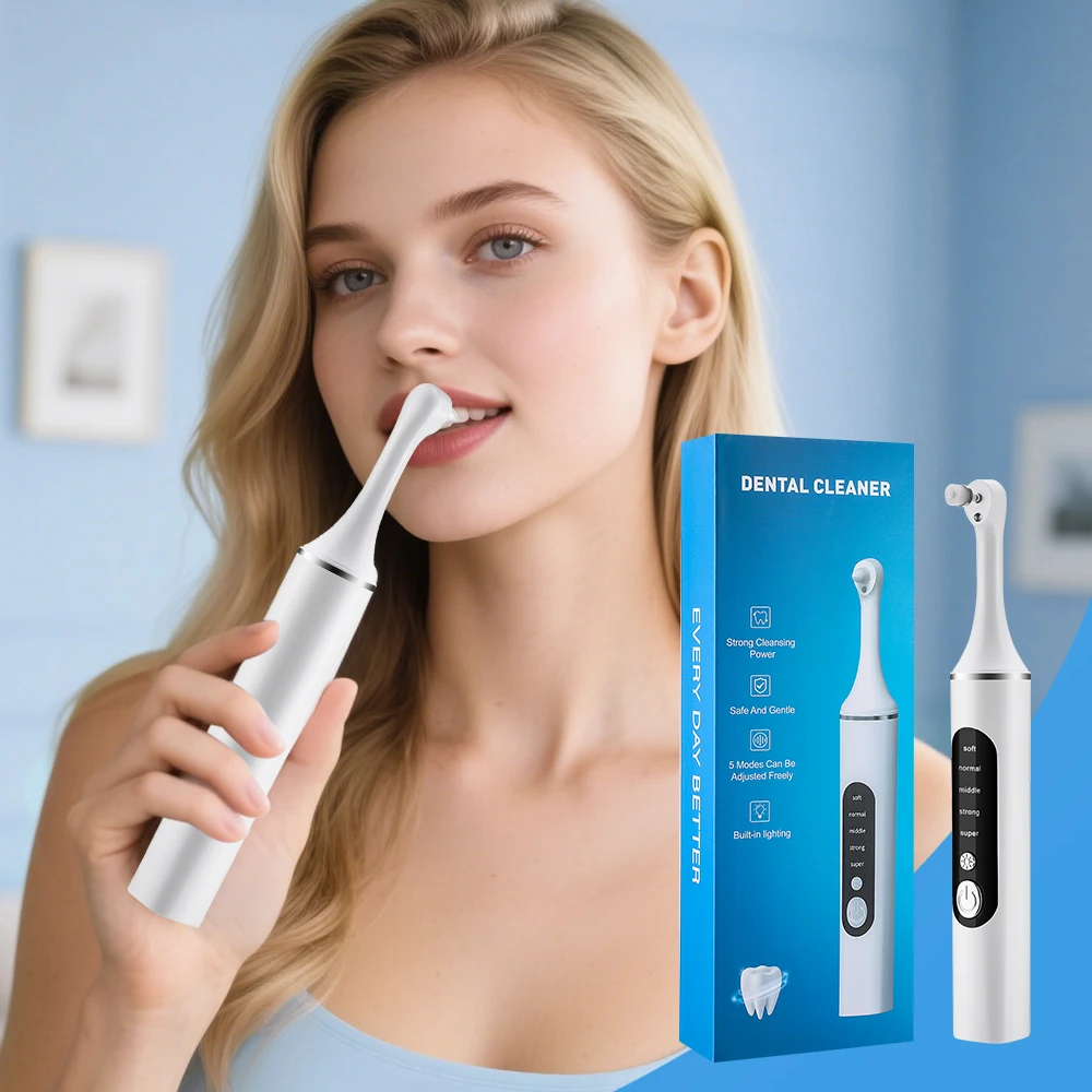 Teeth Whitening Kit With Light - 電動歯磨き器歯のホワイトニングクリーナー 6 ブラシヘッド LED ライト歯垢歯石除去剤歯垢歯のクリーニングセット