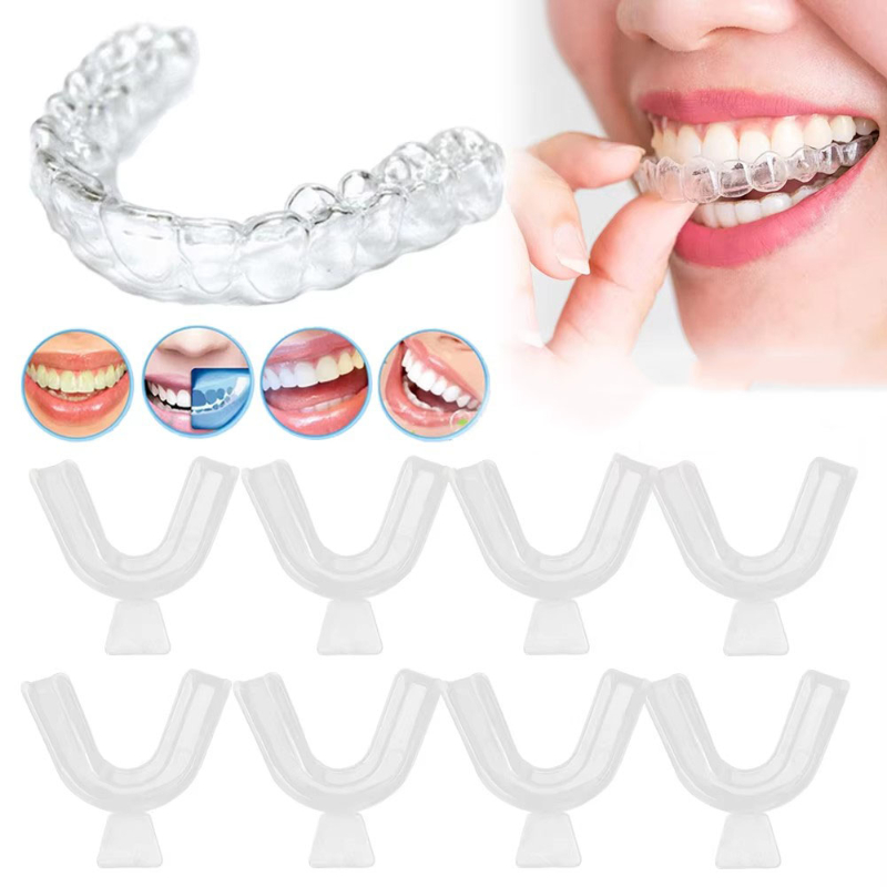 Teeth Whitening Mouth Guard - 1/3/6 ペアシリコンマウスガード睡眠用マウスガードトレイ矯正ブレースセット歯ぎしり防止いびき歯のホワイトニング保護