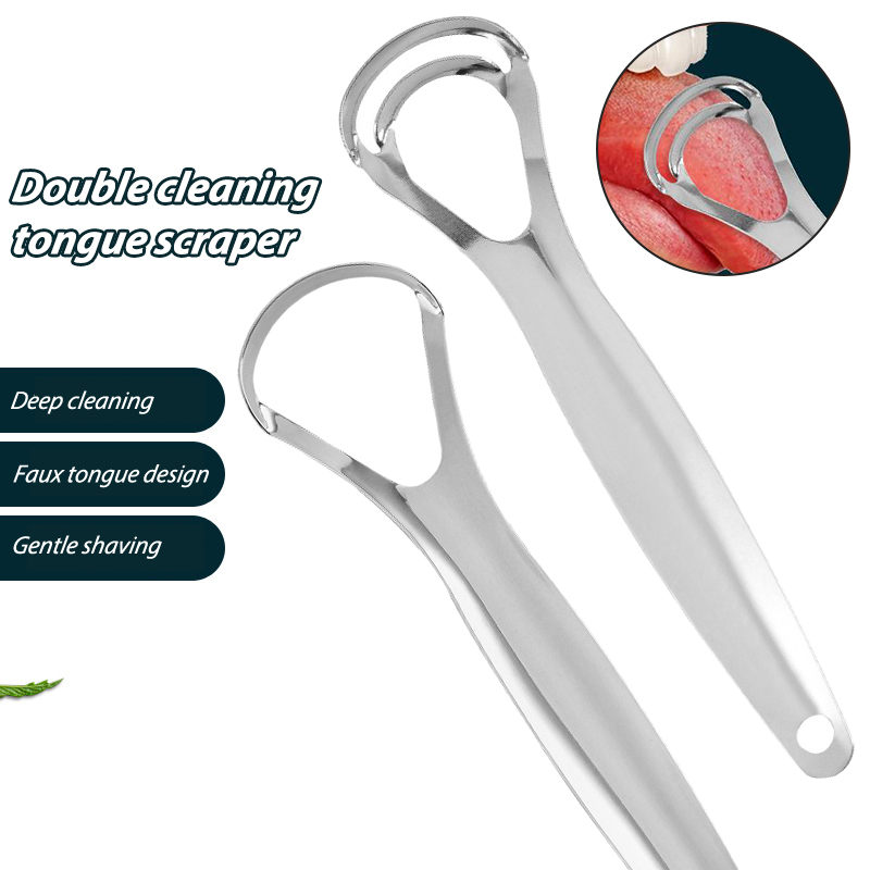Tongue Scraper Metal - ステンレス鋼の舌スクレーパー,二重層,大きな開口部,舌コーティングクリーナー,口腔ブラシ