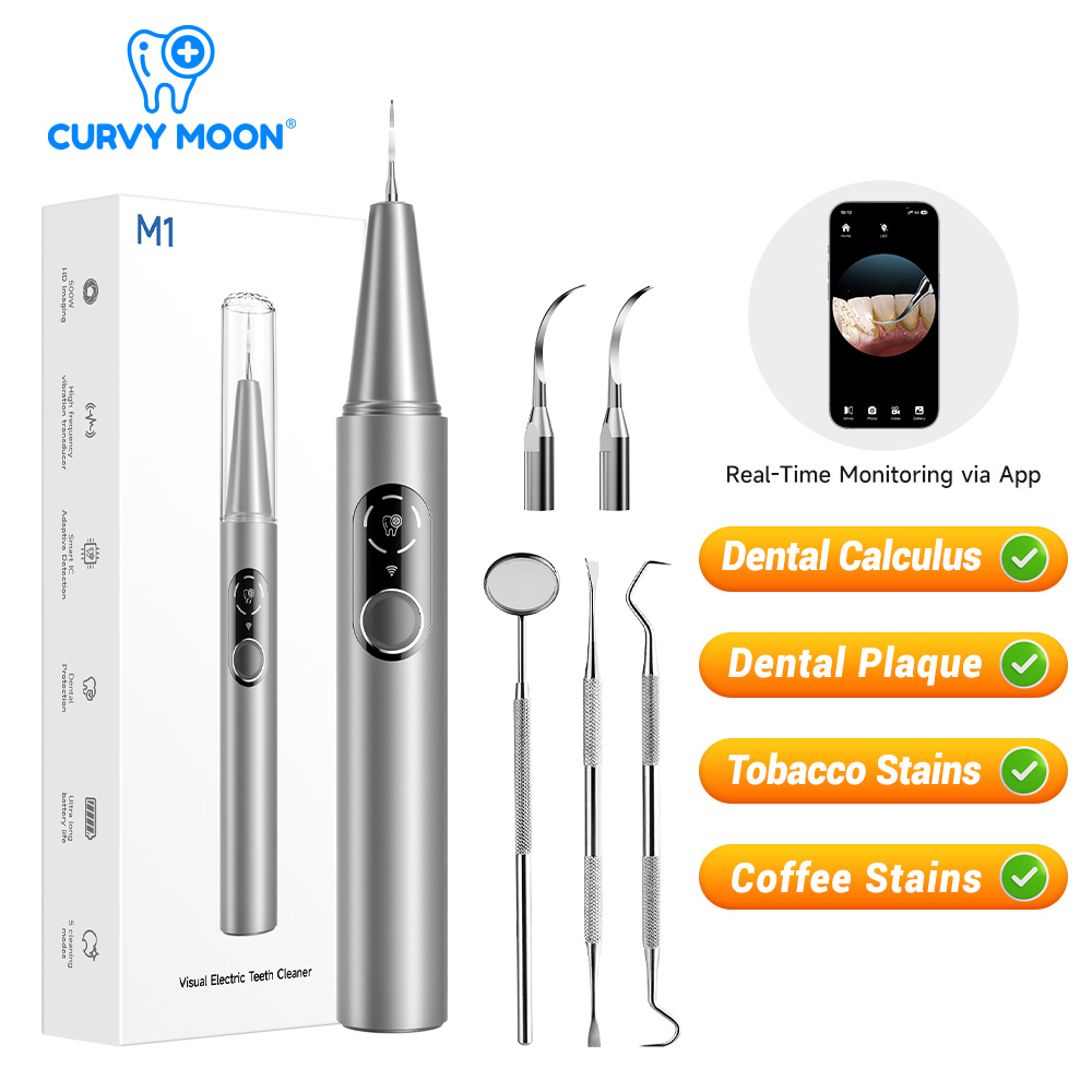 Teeth Whitening Products - CURVY MOON 可視電気超音波歯クリーナー カメラ付き 歯石除去剤 歯の汚れ洗浄ツール