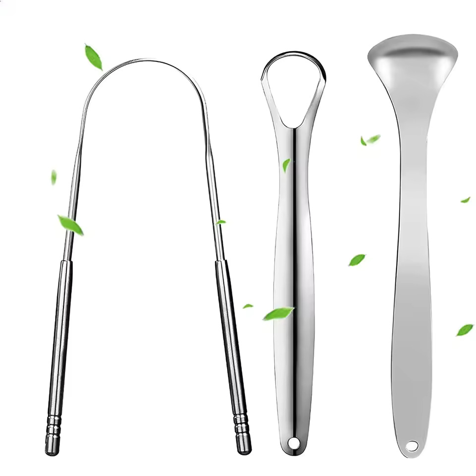 Tongue Scraper Metal - 1個/2個/3個/4個入り 金属製舌クリーナー 大人と子供用、携帯用ステンレス製舌ブラシ