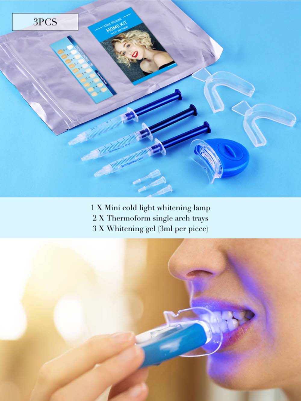 Teeth Whitening Kit With Light - 歯のホワイトニングキット,高品質の製品,過酸化物,明るい白,LEDライト付き,プロのツール
