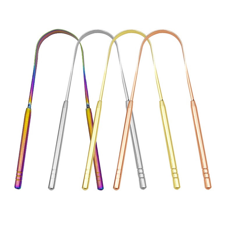 Tongue Scraper Metal - ステンレス鋼舌スクレーパー,4色,新鮮なクリーニング,コーティングされた歯ブラシ,クリーニングツール