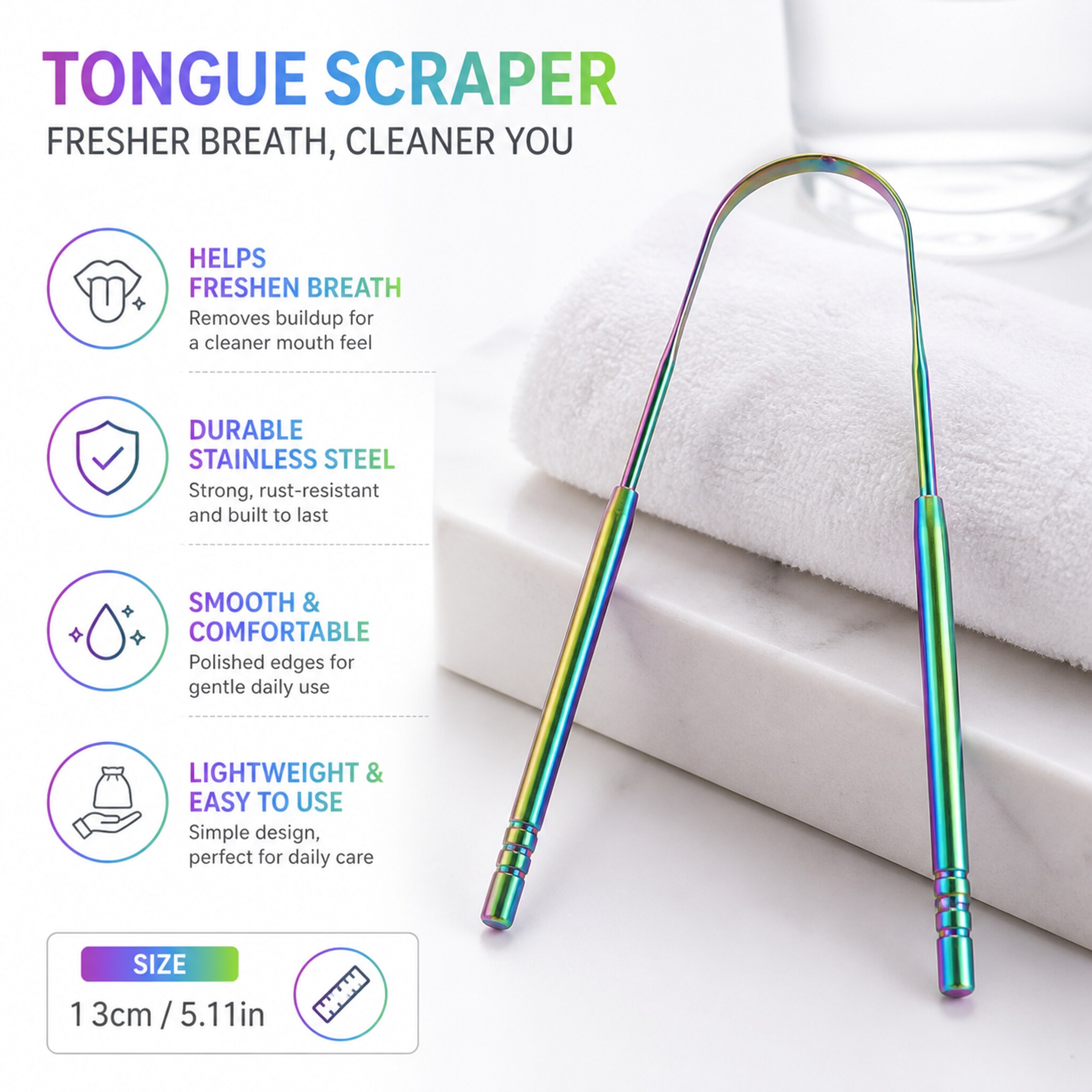 金属製舌クリーナー ステンレス製舌スクレーパー、実用的なオー - Tongue Scraper Metal のレビューと価格