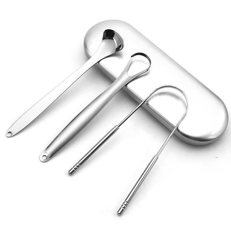 ステンレス製舌クリーナーセット、再利用可能な金属製舌クリーナ - Tongue Scraper Metal のレビューと価格