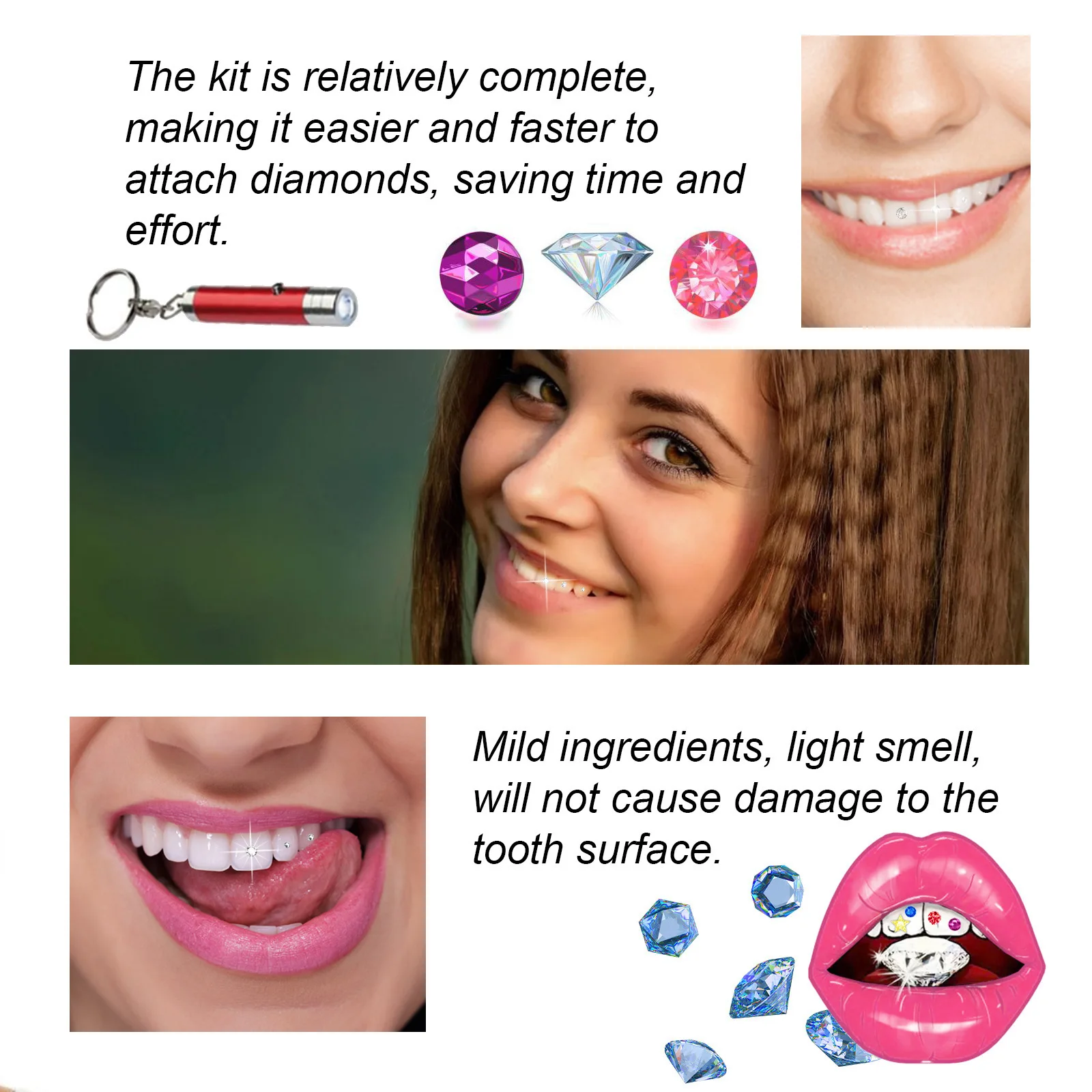 歯用ジュエリーキット DIY クリアプレシャスストーンデコレ - Teeth Whitening Kit With Light のレビューと価格