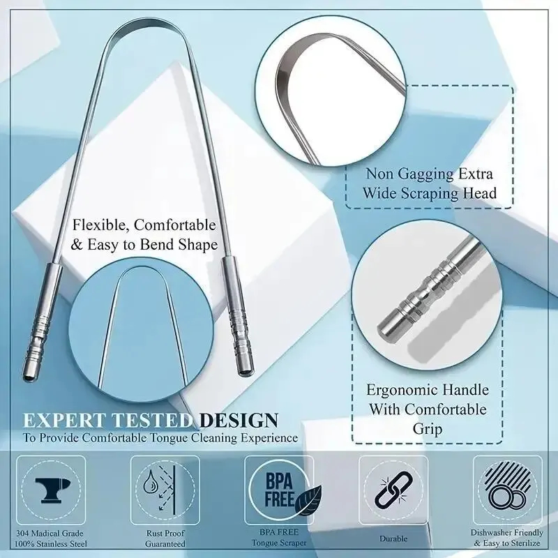 ステンレス鋼舌スクレーパー金属舌フレッシュブレスクリーニング - Tongue Scraper Metal のレビューと価格
